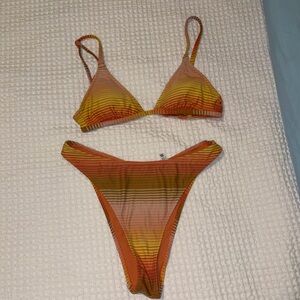 AERIE Women's Orange Gradient Stripe Bikini Set
